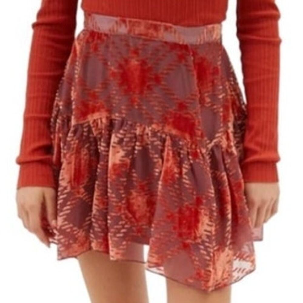 Y2K Urban Outfitters Vera Crushed Velvet Mini‎ Skirt Size S Tiered A-Line Flowy